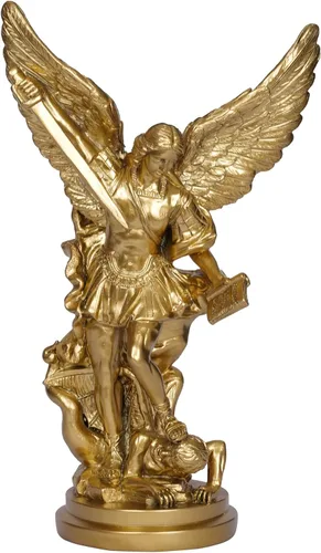 Vista 10 de Estatua de Arcángel de San Miguel – Escultura de ángel de arcángel de bronce de San Miguel, 5.2 pulgadas, figura católica cristiana