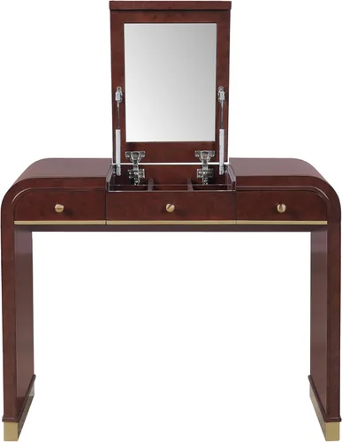 Vista 7 de JIJIWANG 3-in-1 Dressing Table with Flip Mirror,Classic Wood Vanity Desk with 2 Drawers and Storage Space for Bedroom,Espresso