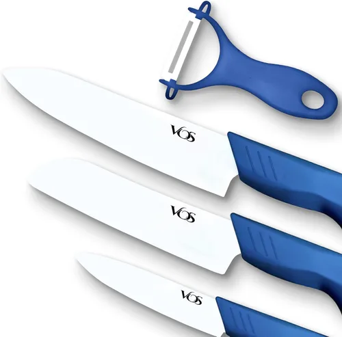 Vista 17 de Vos Juego de cuchillos de cerámica con pelador, juego de cuchillos de cerámica para cocina, juego de cuchillos de cocina ultra afilados con fundas