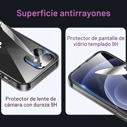 Vista 6 de JETech Funda 5 en 1 para iPhone 12, antiamarilleo, color negro