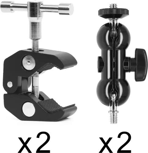 Vista 3 de Paquete de 2 soportes de montaje de abrazadera para cámara, brazo de bola de doble cabeza esférica con súper abrazadera compatible con Ronin M Ronin