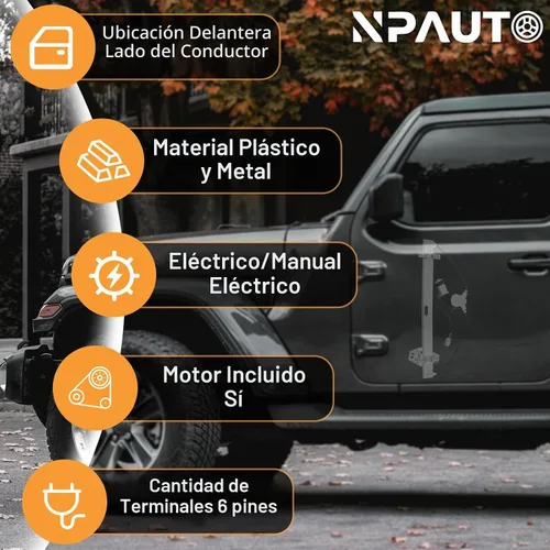Vista 2 de Regulador de ventanilla eléctrico delantero del lado del conductor con conjunto de motor de repuesto para Honda Pilot 2003 2004 2005 2006 2007 2008