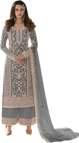 Vista 5 de STELLACOUTURE India paquistaní Eid festival red bordado material salwar kameez traje para las mujeres con dupatta 2406-O