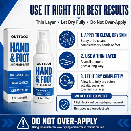 Vista 13 de Spray antitranspirante DryGrip para manos y pies sudorosos, 15% cloruro