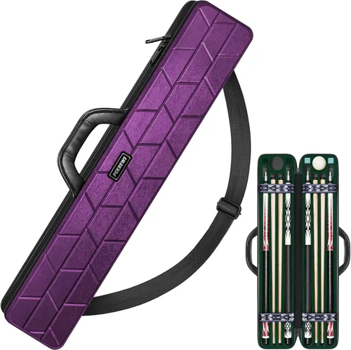 Vista 12 de Estuche para Taco de Billar, Funda Rígida para Taco de Billar 4x4 con 10 Ranuras Acolchadas, Bolsa de Billar Resistente con Mango de Cuero Suave