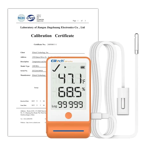 Vista 16 de Elitech Termómetro Digital de Registro de Datos de Temperatura y Humedad para Refrigerador Médico, Termómetro para Nevera de Vacunas, Monitor