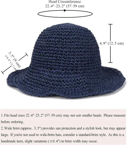 Vista 7 de Sombrero de paja para mujer, plegable, plegable, de ala ancha, para verano, playa, sombrero de ganchillo