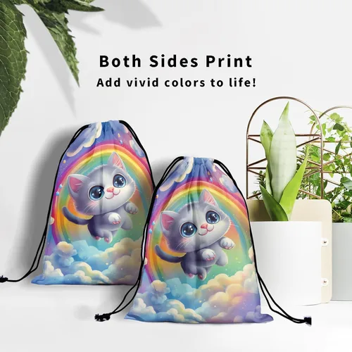 Vista 126 de Bolsa de agarre de gimnasia de piel de animal, bolsa de gimnasia con cordón ajustable, bolsa de cuerda para fauna silvestre, Mariposas Galaxy