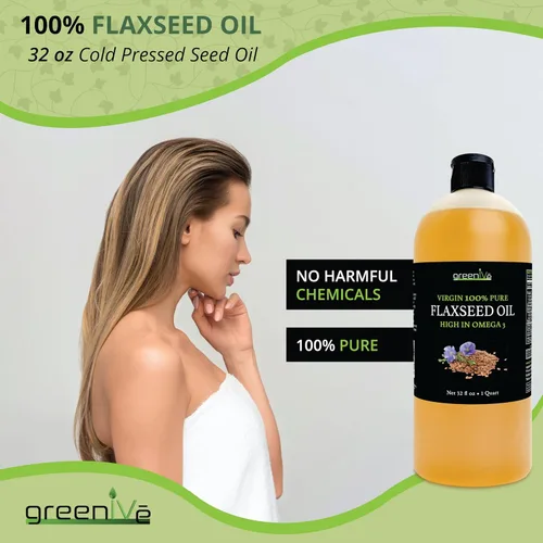Vista 4 de GreenIVe Aceite de semilla de lino 100% puro prensado en frío, cultivado en Estados Unidos, alto contenido vegano de ácidos grasos Omega 3 6 9