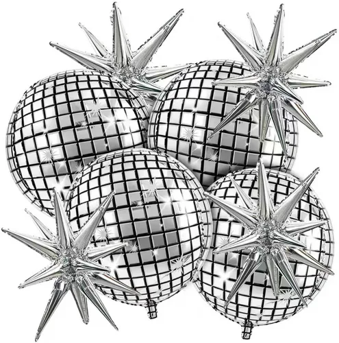 Vista 57 de TONIFUL 4 globos de estrella en explosión para decoración de fiesta de Negro (4PCS-Black)