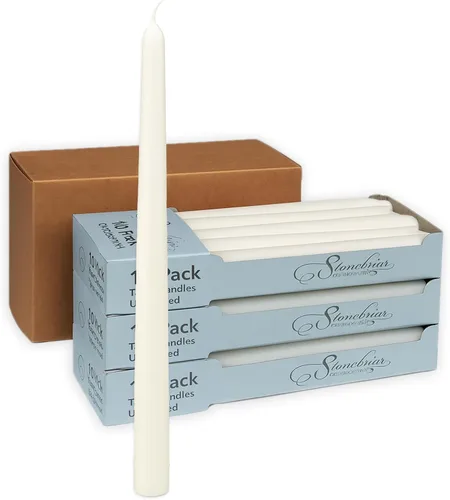 Vista 9 de Stonebriar Unscented Taper Candles — 7 Hour Burn Time, Candle Stick Candles for Weddings, Holidays, Home Décor & Special Events, Pack of 4, Ivory
