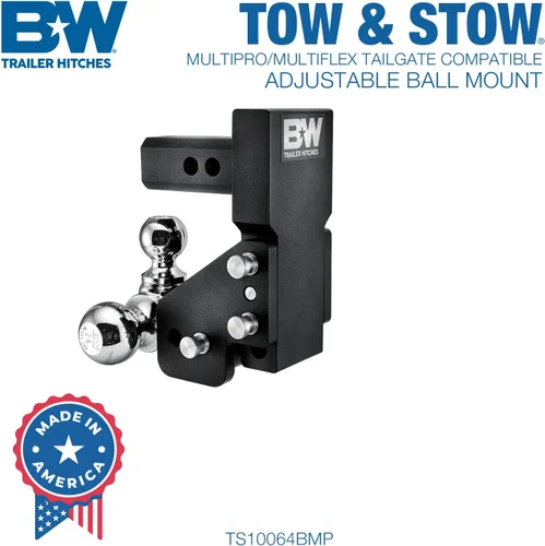 Vista 3 de B&W Enganches para remolque MultiPro enganche de remolque ajustable con bola de montaje compatible con portón trasero MultiPro - Se ajusta a