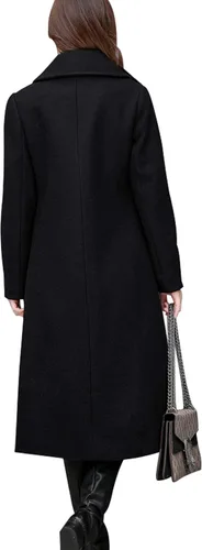 Vista 3 de ThCreasa Chaqueta de invierno de mezcla de lana para mujer, con solapa y solapa, para invierno