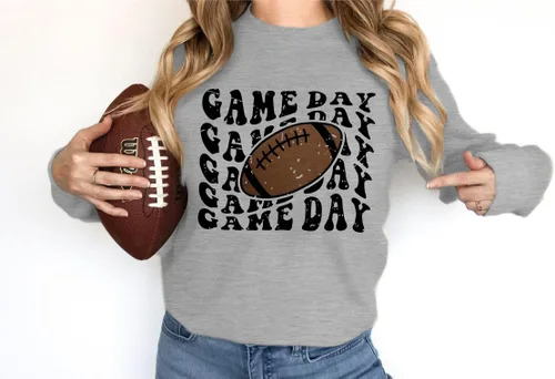 Vista 4 de UNIQUEONE Sudadera divertida para el día del partido, camisetas gráficas de fútbol americano para mujer, manga larga, cuello redondo, casual