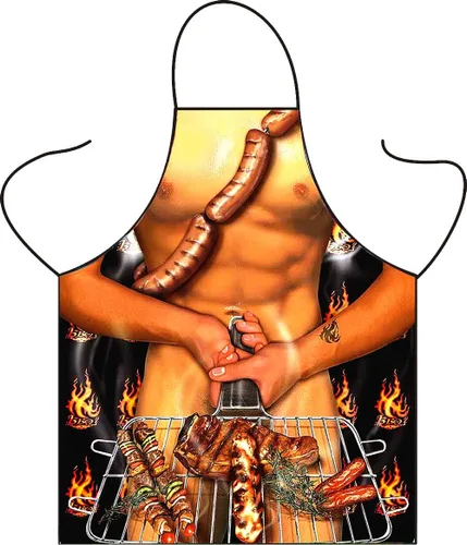 Vista 7 de Delantal divertido y lindo para cocinar para hornear barbacoa, regalo para disfraz de fiesta de adultos (pelo rubio)