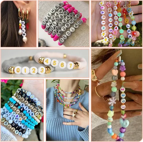 Vista 5 de Cuentas de números de acrílico para hacer joyas, pulseras numeradas, dijes de 0.16 x 0.27 pulgadas (0.157 x 0.276 in), monedas de disco redondas