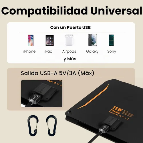 Vista 4 de Cargador de Panel Solar [Actualizado] FlexSolar 15W Pequeño Panel Solar 5V Salida USB ETFE Ligero Plegable Portátil Powerfilm Energía IP67