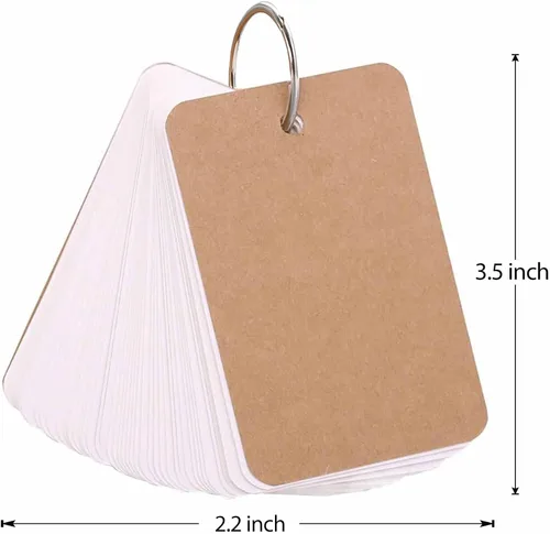 Vista 2 de Primbeeks Paquete de 8 tarjetas de índice multicolor con anillos de encuadernación, 320 hojas de tarjetas flash de 2.2 x 3.5 pulgadas, tarjetas