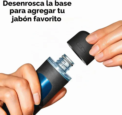 Vista 3 de OXO Good Grips Soap Dispensing Dish Sponge Exfoliante de platos, seguro para todos los utensilios de cocina, jabón con botón, fácil de rellenar