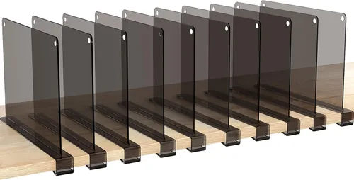 Vista 42 de HBlife 6 separadores de estantes negros, organizador vertical de bolso para armario, perfecto para suéteres, camisas, bolsos en el dormitorio