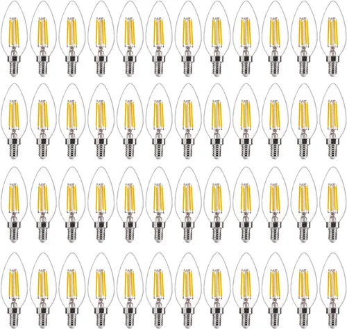 Vista 10 de FLSNT Bombillas LED ámbar para candelabros equivalentes a 40 W, bombillas LED B11 E12, 2200 K blanco cálido, regulable, 330 lm, 96 unidades UL