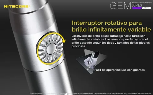 Vista 4 de NITECORE GEM10UV - Linterna de identificación de gemas con LED ultravioleta, color negro