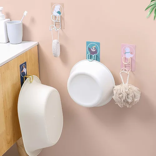 Vista 2 de Toallero, ganchos de pared, organizador de baño, toalleros para baño, bonitos ganchos montados en la pared, gancho giratorio de 360°, almacenamiento