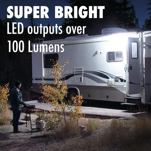 Vista 4 de Lumitronics Luz LED RV de 12 V para porche, lentes transparentes y ámbar Negro Base
