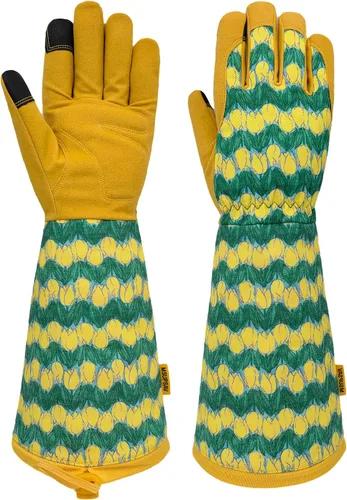 Vista 18 de Guantes Largos de Jardinería, Resistentes a Espinas y Pinchazos, Guantes Protectores para Rosas y Cactus para Jardinero, Regalos