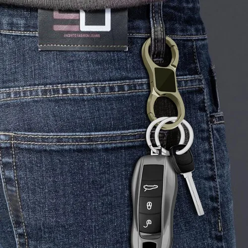 Vista 6 de Idakekiy Llavero de liberación rápida con resorte con 4 llaveros, llavero de coche resistente organizador para hombres y mujeres