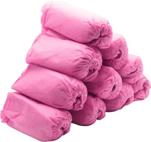 Vista 4 de Piutouyar Fundas desechables antideslizantes para zapatos, paquete de 100, 50 pares, color rosa