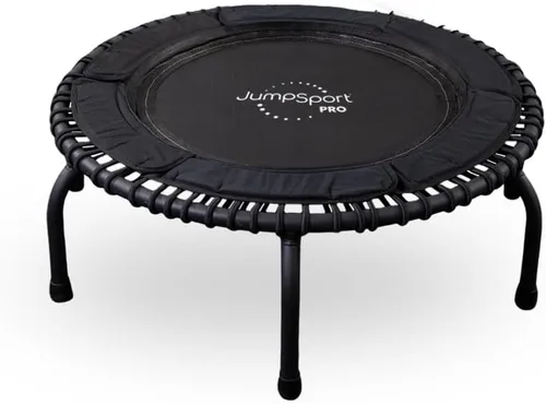 Vista 3 de JumpSport 350 PRO - Trampolín de fitness resistente para interiores, 39 pulgadas, 36 cordones elásticos EnduroLast de alta calidad, rebote