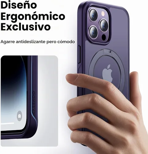 Vista 5 de CASEKOO- Funda para iPhone 14 Pro Max, c/soporte magnético invisible [protecc. militar contra caídas] [compatible c/MagSafe], a prueba de impactos