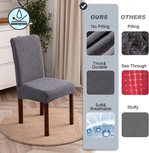 Vista 53 de Fundas impermeables para sillas de comedor, fundas elásticas para sillas Parsons, para comedor, cocina, funda protectora para silla de comedor