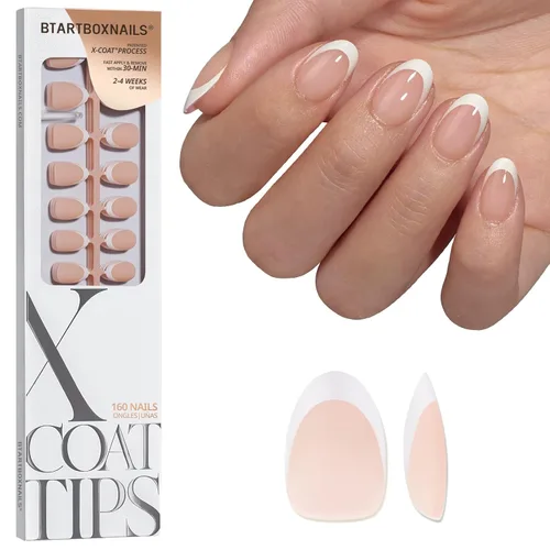 Vista 9 de btartboxnails - Uñas de punta francesa XCOATTIPS, 150 uñas largas cuadradas de punta francesa marrón a presión, uñas de gel con punta francesa