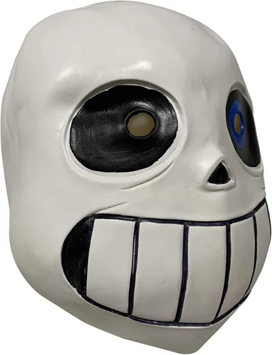 Vista 2 de LLH Undertale Sans Mask Kid Size Látex RPG Juego Casco Cara Completa Cosplay Accesorio Halloween Masquerade Deluxe Accesorios
