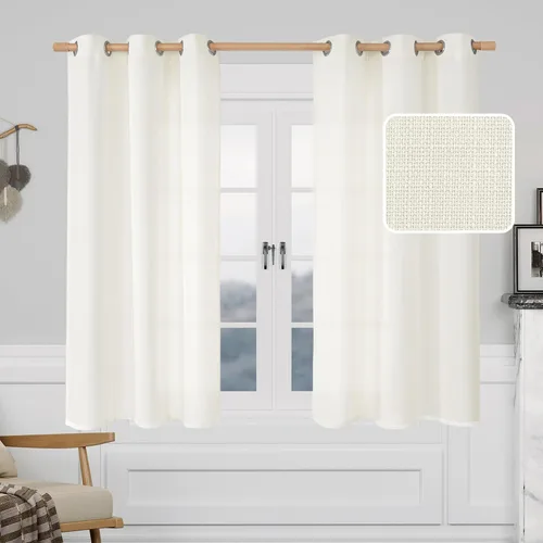 Vista 28 de LAMIT Cortinas de Lino Blancas Semitransparentes para Dormitorio, Paneles Filtrantes de Luz, Cortinas de Lino con Ojales de Protección de Privacidad