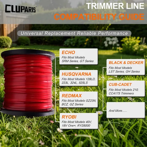 Vista 5 de Cluparis Línea de recortadora cuadrada resistente de 3 libras, línea de recortadora de hilo comercial de 0.155 pulgadas x 292 pies en carrete
