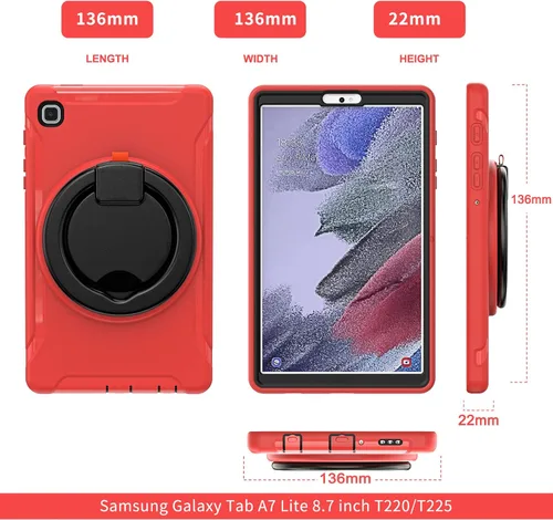 Vista 6 de ORIbox Defender - Funda para Samsung Galaxy Tab A7 lite [8.7 pulgadas] 2021, protección contra caídas de cuerpo completo, parachoques 3 en 1 a