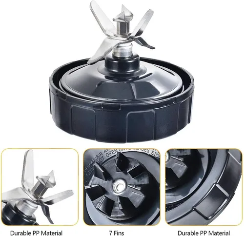 Vista 6 de Cuchilla de licuadora apta para Ninja, piezas de repuesto, 7 hojas macho de aleta con junta de goma, accesorios de licuadora compatibles con Nutri