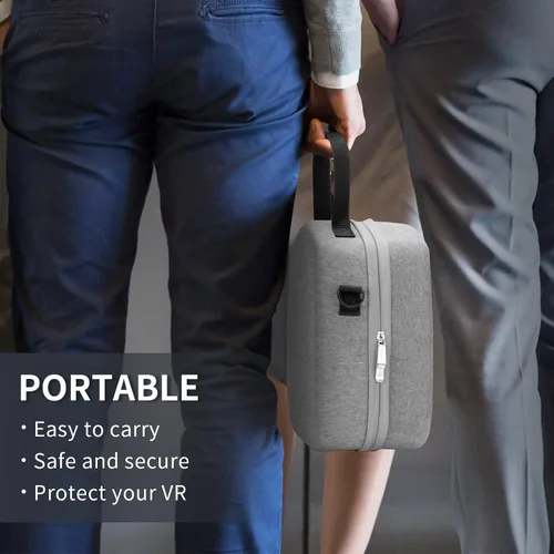 Vista 7 de Funda de transporte rígida para MetaOculus Quest 2 BasicElite Version VR Cable de auriculares y controles táctiles, accesorios todo en uno, diseño