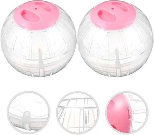 Vista 9 de POPETPOP 2 juguetes de hámster, pelota de ejercicio transparente, rueda de hámster para hámsteres enanos, mascotas pequeñas, correr para aumentar