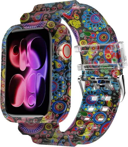 Vista 16 de DABAOZA - Correa transparente compatible con Apple Watch de 1.772 in y 1.732 in, con purpurina transparente Women Men,Glitter Bling TPU
