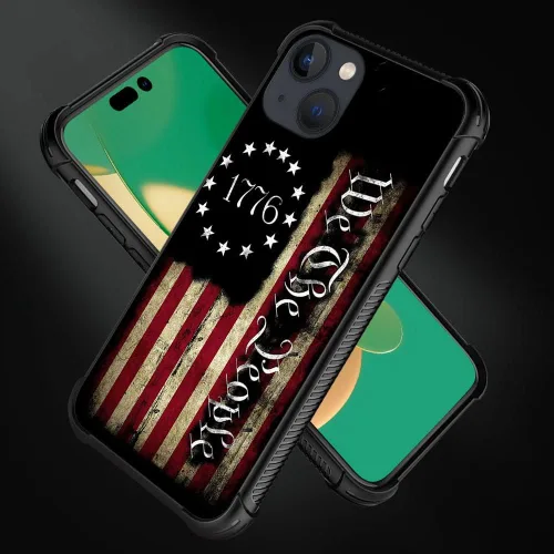 Vista 4 de Funda protectora de TPU resistente a los arañazos y golpes, compatible con iPhone 13 Mini, diseño de bandera americana G66 de 5.4 pulgadas