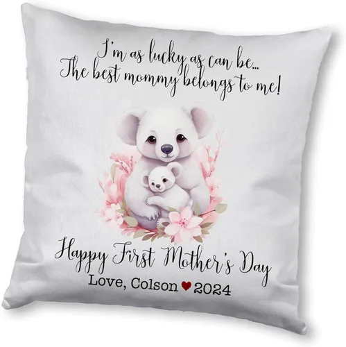 Vista 17 de Happy Mother's Day Koala Design, First Mother's Day Custom Pillowcase, Personalized Mother's Day Pillowcase, Gift for Mom, Home Decor