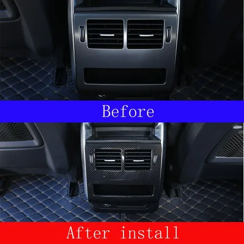 Vista 2 de Para Range Rover Sport 2014-2018, cubierta de ventilación de aire acondicionado de fila trasera de plástico ABS estilo fibra de carbono