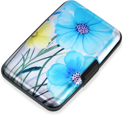 Vista 13 de Mayski Soporte para tarjetas de crédito, bloqueo RFID, funda rígida de aleación de aluminio, pequeña cartera de metal para mujeres y hombres