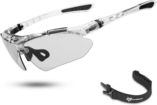 Vista 7 de ROCKBROS Photochromic Sports Sunglasses Mens Pickleball Glasses Cycling Glasses MTB Sunglasses, with Removable Elasctic Band