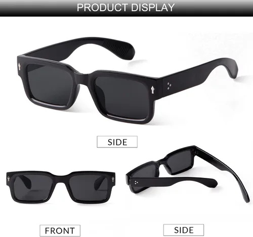 Vista 2 de DQbhzh Lentes de sol rectangulares Y2K de moda para mujeres y hombres, lentes de sol retro de los años 90, lentes gruesos y gruesos, protección UV400