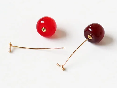 Vista 2 de Ling's Selection preciosos aretes de cereza exquisitos broches colgantes accesorios un par